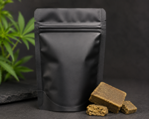 Sachet hermétique opaque contenant du static hash pour livraison discrète