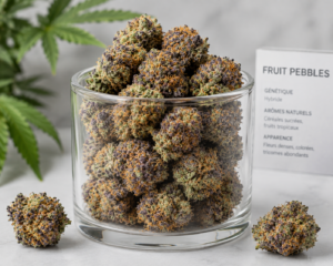 Fleur Fruit Pebbles France denses aux nuances multicolores en pot de verre
